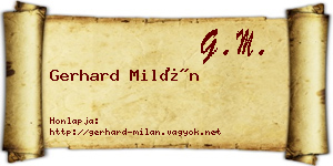 Gerhard Milán névjegykártya